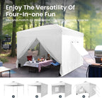 PHI VILLA 10x10 Pop Up Canopy Tent with Sidewalls - Easy Up Tent with Mesh Windows for Ventilation, Waterproof Design - Ideal for Parties, Beach, and Outdoor Events (White)