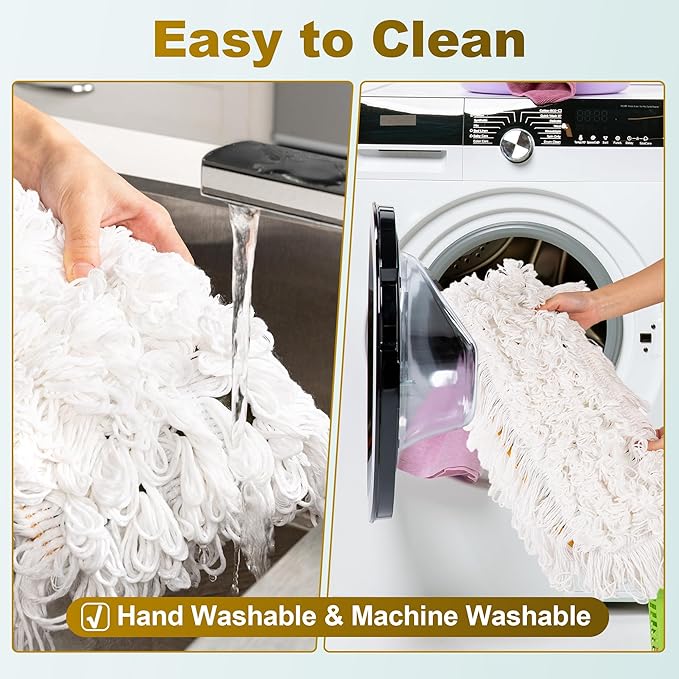 4-Pack 36'' Universal Microfiber and Cotton Mop Pads – Loop End - Easy Zipper - Compatible with Industrial Dust Mops – Reusable Replacement Heads for Commercial Floor Cleaning & Janitorial Supplies