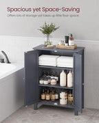 VASAGLE Floor Storage Cabinet, Freestanding Storage Unit with 2 Adjustable Shelves, for Bathroom Living Room Dining Kitchen, 11.8 x 23.6 x 31.5 Inches, Slate Gray UBCB60GY