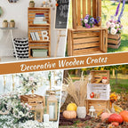 BOBOKA Set of 6 Decorative Wood Crates Nesting Storage Container, 6 Size Farmhouse Decorative Wooden Storage Boxes, Rustic Wooden Crates for Storage, Display, Christmas Decorations