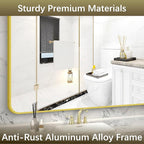 Arched Bathroom Mirror, 36"x48" Gold Arch Mirror for Bathroom, Wall Mounted Mirror, Gold Vanity Wall Mirror w/Metal Frame for Bedroom, Entryway, Living Room, Vertically Hanging or Leaning Against