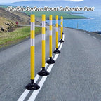 8 Pack Traffic Delineator Posts – High Visibility Reflective Safety Cones with Spring Base for Roadway, Parking, Garage, Construction Zones (Yellow, 36 Inch)