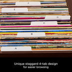 Carstens Records Heavy Duty Vinyl Album Dividers A-Z | 12" Organizers with Tabs | Pack of 26 White | Made in The USA | for Top Browsing