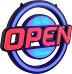 GreenCube 21"x19" Open Sign - Ultra Bright Jumbo LED Neon Large Open Sign - Remote Controlled - Get Your Business Seen Day or Night