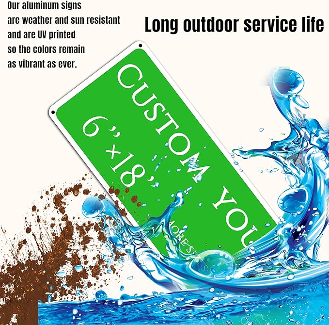 Custom Sign, street signs customized，Aluminum Weatherproof Metal Sign Multiple Sizes, Customize for Office, Business, Workplace, office, Home, Delivery Signs(6 * 18 Inch)