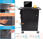 Line Leader Stellar AV Cart - Computer Cart with Customizable Pegboard & Hooks, Dual Locking Cabinets, UL Certified Power, Mobile Workstation with Locking Wheels, Ideal for Laptop & Charger Storage