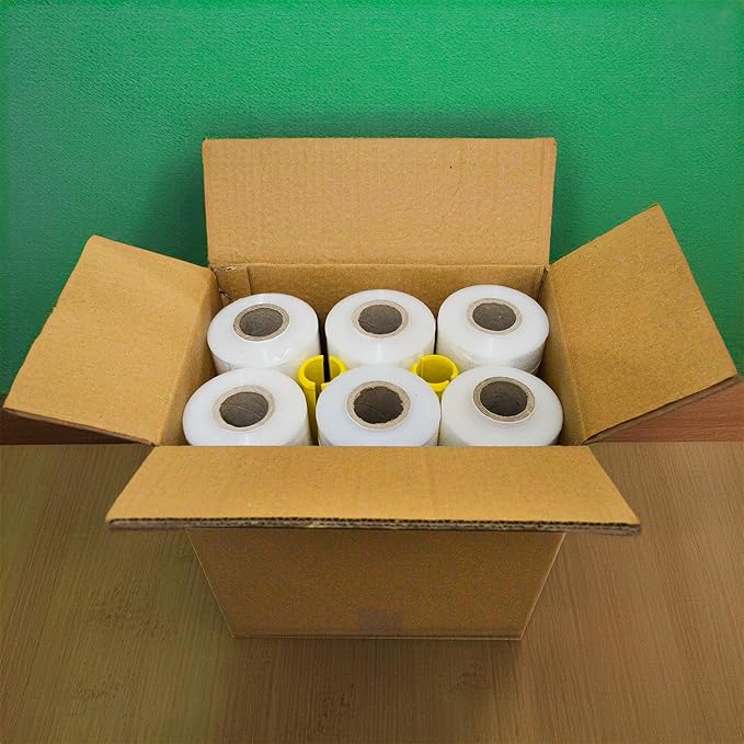 " 12-Pack " Mini Stretch Wrap Roll with Handle | 5 inch x 1000ft x 12 pcs | Shrink Wrap Roll | Stretch Wrap for Moving | Plastic Wrap for Moving | Stretch Film Wrap for Moving | 5 inch Stretch Wrap |