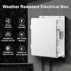 Outdoor Electrical Junction Box, ABS Water Resistant Enclosure with Internal Mounting Panel & Hinged Cover, 9.2" H* 7" L* 4.6" W