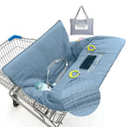 Muslin Shopping Cart Cover for Baby Soft & Breathable High Chair Covers for Restaurant Seat Grocery Cart Cover with Storage Pocket Machine Washable for Infant Toddler Boy and Girl, Blue