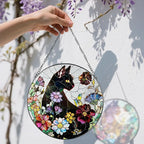 Stained Glass Window Hanging, 8 Inch Black Cat Sun Catcher, Stained Glass Suncatcher, Suncatchers for Windows, Window Decor Hanging, Cats Lover Gifts, Cat Lover Decor, Gifts for Cats Lovers
