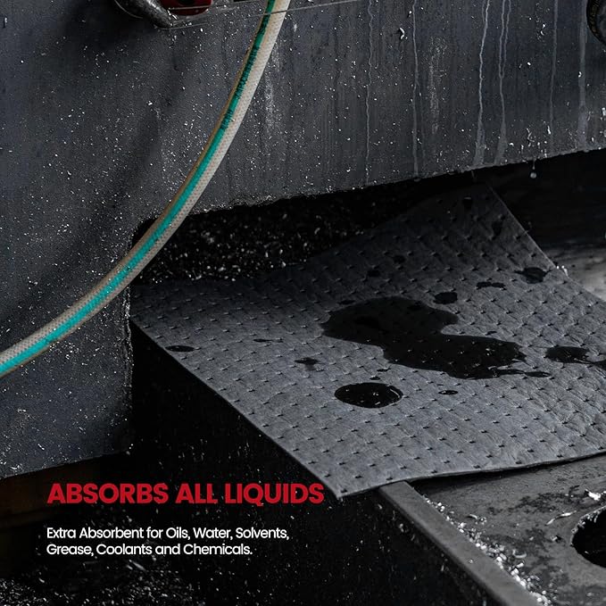 Oil Absorbent Pads | 16"x20" Oil-Only Spill Mat 200-Pack | Industrial Spill Control for Oil & Fuel(32 Gal/Box) | White Absorbing Sheets (absorbs oil & water(16"x20")-32 gal/200pack)