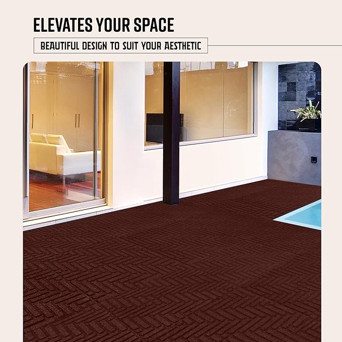 Playsafer Herringbone Rubber Interlocking Tiles | 16 X 16 | Easy Install for Indoor and Outdoor Use (Red, 10 Tiles)