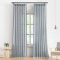Vision Home Pinch Pleated Semi Sheer Curtains Textured Linen Blended Light Filtering Window Curtains 95 inch for Living Room Bedroom Pinch Pleat Drapes with Hooks 2 Panels 40" Wx95 L,Blue Fog