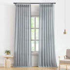 Vision Home Blue Grey Pinch Pleated Semi Sheer Curtains Textured Linen Blended Light Filtering Window Curtains 108 inch for Living Room Bedroom Pinch Pleat Drapes with Hooks 2 Panels 9ft 40" Wx108 L