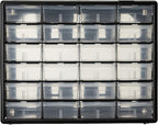 Akro-Mils 10124 24 Drawer Plastic Parts Storage Hardware and Craft Cabinet, 20-Inch x 16-Inch x 6.5-Inch, Black