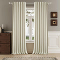 120 Inch Extra Long Linen Cream Beige Curtains Floor to Ceiling for Sliding Glass Doors 2 Panels, Flax Linen 100% Blackout Elegant Boho Thermal Curtains for Large Windows 10 FT Drapes,50 x 120 Inch