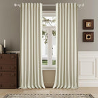 DUALIFE Cream Beige Linen Blackout Curtains 132 Inch Length 2 Panels Set for Living Room Bedroom Back Tab Thermal Insulated 100% Black Out Linen Drapes 11 ft Window Curtains 132 Inches Long