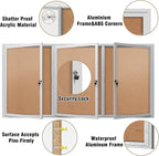 Mifuro 70"x34" Enclosed Bulletin Board, Outdoor Lockable Weather-Resistant Aluminum Cork Noticeboard for School & Office, Silver Frame w/Cork