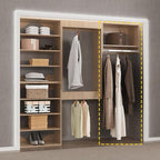Tall Hanging Closet Unit, Modular System Organizer With Storage for Walk-In Closets, Clothing Rack Wardrobe for Hanging Clothes, Bedroom, Wood, 19.5"W