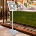 8.5"x11" Pedestal Poster Sign Stand with Heavy Duty Base, Adjustable Sign Holder Standing Floor Sign Stand for Office,Store,School,Church,Public Sign Displayed Stands, Silver
