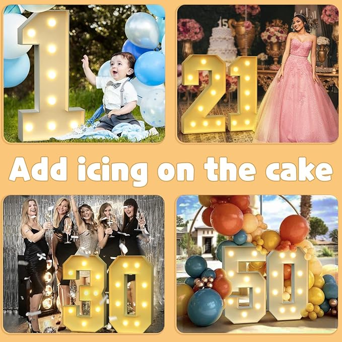 imprsv 3FT Light Up Numbers, Marquee Numbers 7 for Birthday and Anniversary Party Decorations, Large Light Up 7, Pre-Cut Foam Board Kit