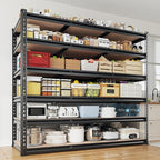 REIBII 6-Tier Garage Shelving, 84" H Storage Shelves Load 3300LB, Adjustable Metal Shelving, Large-Capacity Garage Shelves for Basement, Warehouse, 48.2" W X 84" H X 24" D, Black