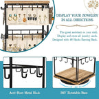 360 Rotating Earring Display Stands for Selling, Earring Rack Display Holder Stand, Jewelry Display for Vendors Selling Earring Cards, Necklaces, Bracelets, Hair Accessories (48 Hooks)