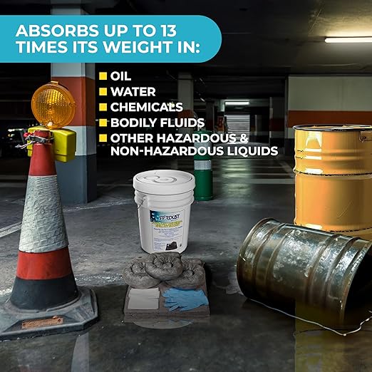 STARDUST Spill Products D905U Universal Spill Kit OSHA Approved - Portable Bucket (15) Universal Sorbent Pads, (2) 3"x4' Absorbent Socks, (4) Disposal Bags & Nitrile Gloves Spill Kit For Fast Response