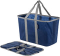 CleverMade EcoBasket Reusable Grocery Tote - 30L - Pack of 1 - Blue Gray - Collapsible Storage Shopping Organizer - Heavy Duty Utility Bag Home