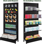 Pegboard Display Stand, Gondola Retail Shelving Wall Display for Convenient Grocery Office Supply or Liquor Stores, Single Side Peg Board Panels, Extra 20 Hooks, No Including 4 Shelves