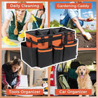 Wearable Cleaning Caddy, Cleaning Caddy Supplies Organizer with Handle & Shoulder Straps for Housekeepers, Under Sink & Car Cleaning Tool Organizers Bag with 4 Foldable Divider (RetroOrange)