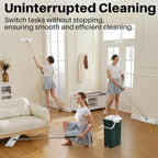 JOYMOOP Commercial Mop and Bucket Set, 17.7-inch Dust Mops for Floor Cleaning, Flat Mop Bucket with Wringer, Include 3 Reusable Microfiber Mop Pads - Forest Green