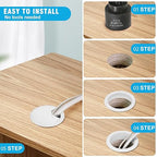2-3/8" Spring Desk Grommet, JTemgle Plastic Cable Hole Cover with Hole Saw Computer Table Cord Wire Organizer Caps Desktop Cord Management for Home Office TV Stands Tabletops - White, 13 Pcs