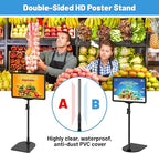Sign Holder Stand 8.5 x 11, Adjustable Poster Stand for Table Top & Floor, Metal Signage Display Stands, Floor Standing Sign Holder for Advertisement, Tradeshow, Store, Business, 2 Pack