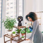 XXXFLOWER Plant Stand Indoor Outdoor 3 Tiers Wood Plant Shelf for Multiple Plants ，Large Plant Rack for Window Garden Balcony Patio Porch Living Room