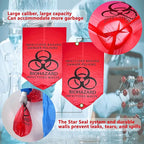 20 Count 24.4inx24.4in Biohazard Waste Bags, 10-Gallon Safe Infectious Waste Disposal Bags,Red Trash Liner,No Leak Bags, Medical Grade