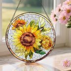 8-Inch Stained Glass Ornament, Stained Glass Window Hanging, Suncatcher Window Hanging, Home Decor, Sunflower Ornament | Mother's Day, Christmas, Birthday | Gifts for Flower Lovers, Mom & Friend