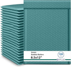 Green 8.5x12 Inch Poly Bubble Mailers #2 | Self Seal Large Padded Envelopes | Air Cushioned Bubble Mailer | Usable Size 8.5x11 | Waterproof Lightweight Mailing Shipping Bags | 100 Pack Bulk