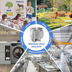 Commercial Floor Mop Sink，Stainless Steel Mop Service Basin，Mop Cleaning Sink，Vertical industrial sewage tank for balconies, laundry rooms, industries, etc（17.7”×16.1”×21.6”)