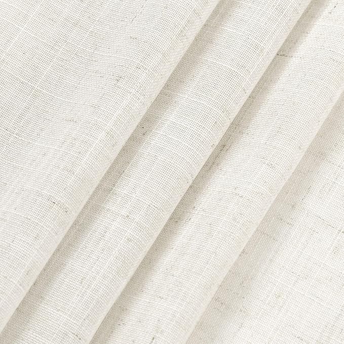 Nanspring Cream White Linen Curtains 72 Inch Length 2 Panels Set for Living Room Back Tab Pinch Pleated Window Curtain Drapes Neutral Rustic Farmhouse Decor Ivory Dining Room Curtain 72 inches Long