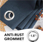 H.VERSAILTEX Linen Blackout Curtains Durable Thick Textured Linen Look 100% Blackout Patio Door Curtain Anti Rust Grommet Extra Wide Sliding Door Curtain Panel, W100 x L84 inch - Navy