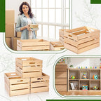 Weysat 3 Pack Large Wood Crates Box for Storage Unassembled 20 x 14 x 11'' Wooden Milk Crates with Handles Decorative Nesting Box for Display Unfinished Rustic Decor DIY Office Home Retail Art Craft