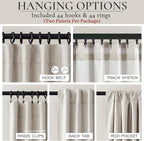 Curtains 70 Inch Length Wide Pleated Blackout Curtain for Sliding Glass Door, Farmhouse Natural Linen Thick Thermal for Summer Heat/Sound Noise Reducing Heavy Large Window Drapes (70"Wx102"Lx2Panels)