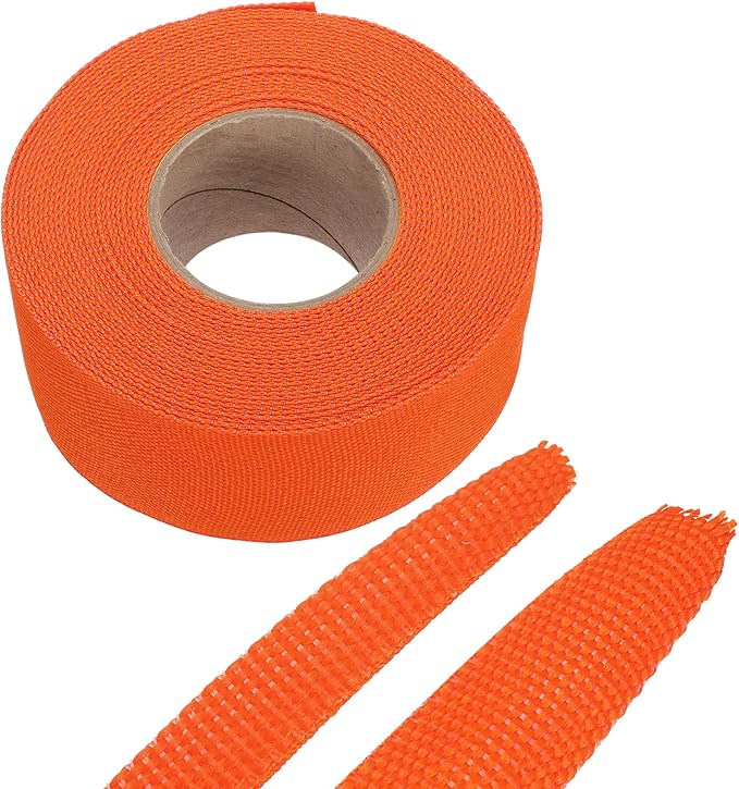 MECCANIXITY Braided Cable Sleeves Heat Shrinkable Fabric Sleeving, 1 3/8" 33ft Orange 2:1 Ratio Heat Shrinkable Cord Protector for Harness Cable, Network Cable Protection, Cable Management