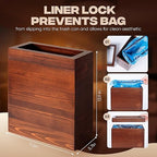 2.3 Gallons Rectangular Wooden Trash Can | Trash Can with Bin Liners | Decorative Waste Basket | Recycling Bin for Bathroom | Natural Wood Finish Basket for Kitchen | Paper Basket for Office