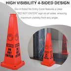OrangeStar 3-Pack 28" Do Not Enter Cones, Large 4-Sided No Entry Message Safety Cones with Heavy Rubber Base for Indoor Outdoor Use, Traffic Control, Security, Warehouse Safety