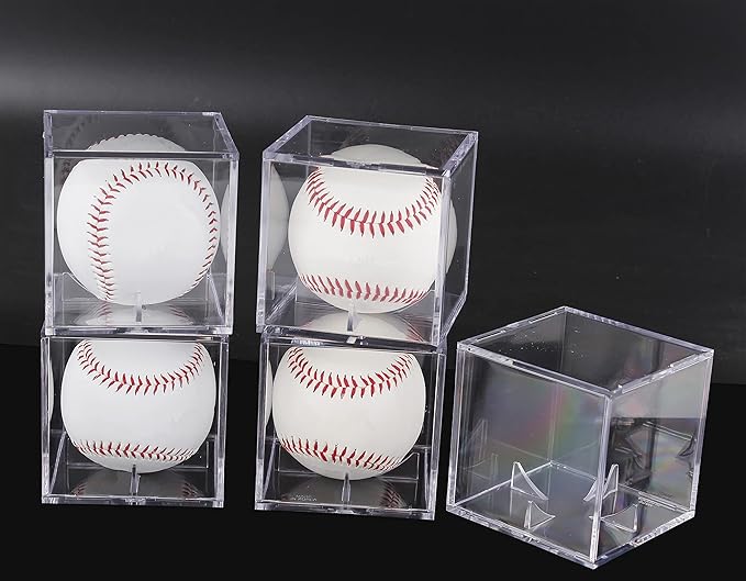 Baseball & Golf Ball Display Case Acrylic Cube Square Clear Memorabilia Display & Storage Sports Official Baseball Accessories (Baseball Case, Standard)
