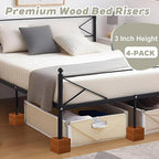 3-Inch Solid Pine Furniture Risers – 2000LBS Capacity, Tool-Free Install, Natural Wood Design for Beds, Sofas & Desks (3 Inch)