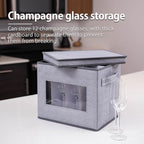 VENO 2 Pack Champagne Flute Glass Storage Box, Stemware Storage Case Hard Shell, Christmas Holiday Ornaments China Container with Dividers and Handles, for Moving Crystal Wine Glassware (24 Glasses)