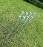 Double Head Tent Stakes - Heavy Duty 1045 Steel Heat-Treated Ground Spikes, Forged Geometric Sharp Tips for Stronger Hold, 0.79”(20mm) Diameter, 4-Pack (24 in)